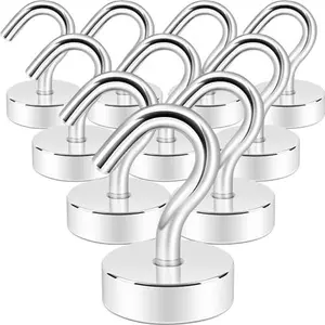 Magnetic Hooks, Cruise Ship Essentials, 30lb+ Heavy Duty Magnetic Hooks for Cruise Cabins, Refrigerator, Grill, Hanging, and Travel | Extra Strong Must-Haves Magnet Hook,Silver,Pack of 10