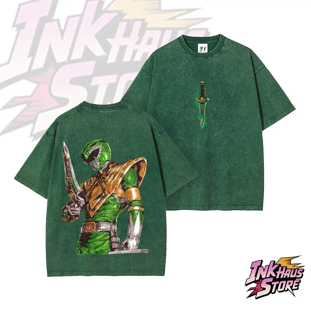 The iconic "Green Ranger" from Power Rangers -- Short Sleeve Cotton Unisex Retro Wash Tee The iconic "Green Ranger" from Power Rangers -- Short Sleeve Cotton Unisex Retro Wash Tee