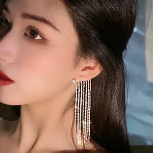 Fashionable And Simple Long Tassel Earrings mystery jewlery