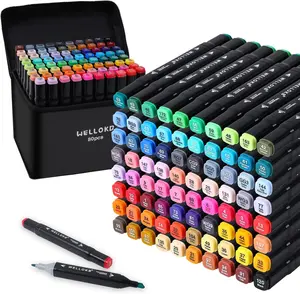WELLOKB Alcohol Markers Set,Dual Tip Alcohol Based Art Marker for Adult Coloring,Permanent Illustration Sketch Pens for Drawing with Case,Coloring Book Markers,Spring Gifts,Creative Tools,Painting