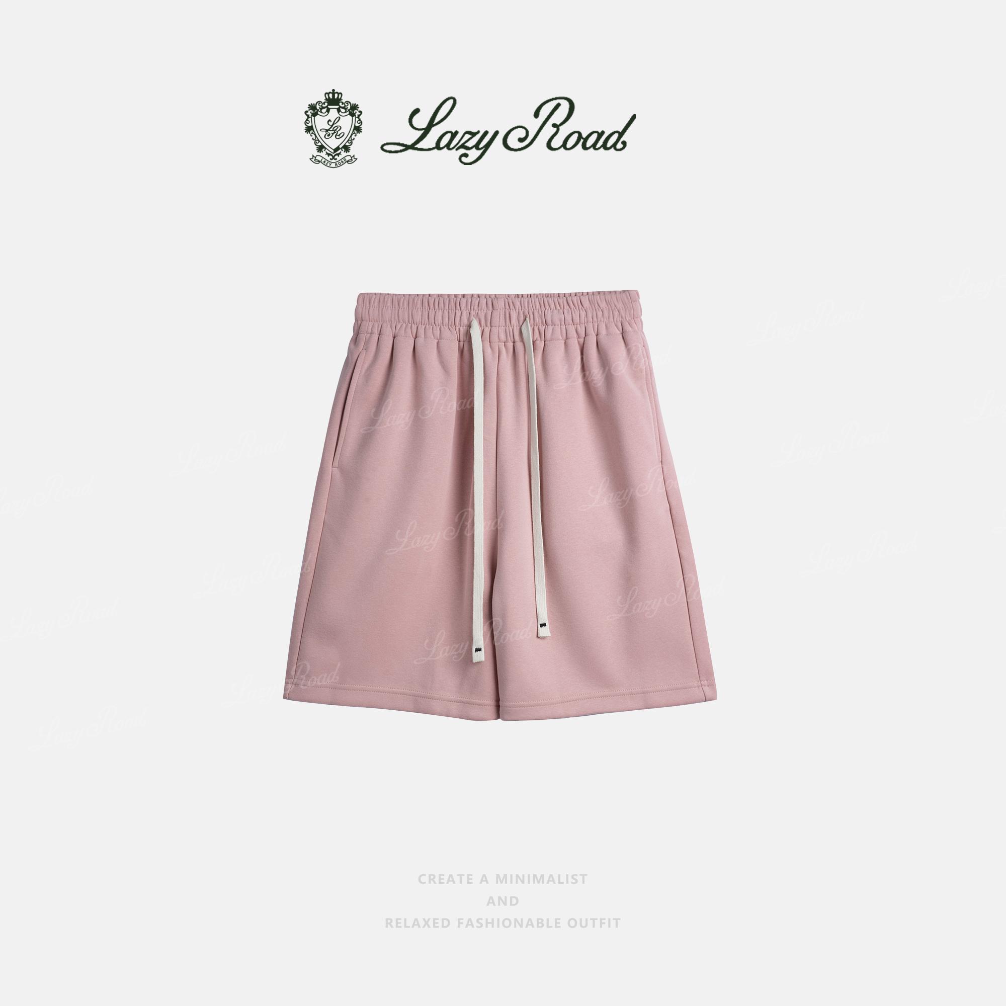 Old Money Casual Sports Shorts: Minimalist, Basic, Loose-Fit Straight-Leg Cropped Shorts(PINK)-8868