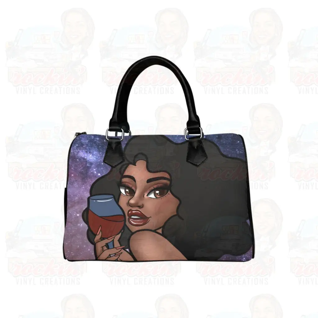 Personalized Canvas & Leather Boston Handbag
