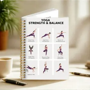 1pc  5.5x8.3in  Chair Yoga Notebook for Seniors - A spiral-bound exercise log that includes a pose guide, suitable for chair yoga exercises for seniors, home fitness, and office use, with easy-to-follow illustrated workout plans A5 Spiral Notebook