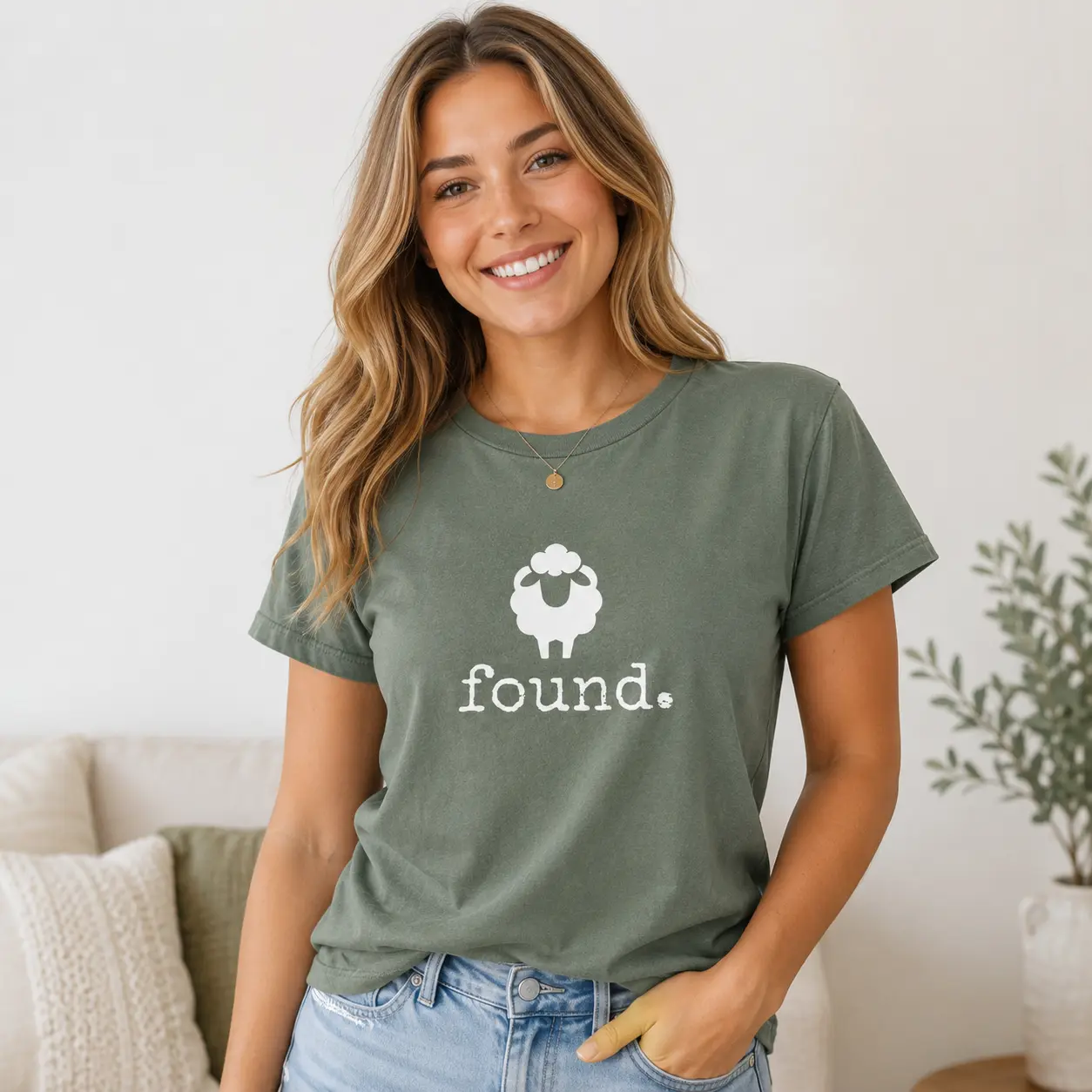 Comfort Colors Found Psalm 23 Sheep T-Shirt, Minimalist Christian Lamb Graphic Tee, Faith Based Scripture Shirt, Religious Gift for Believers