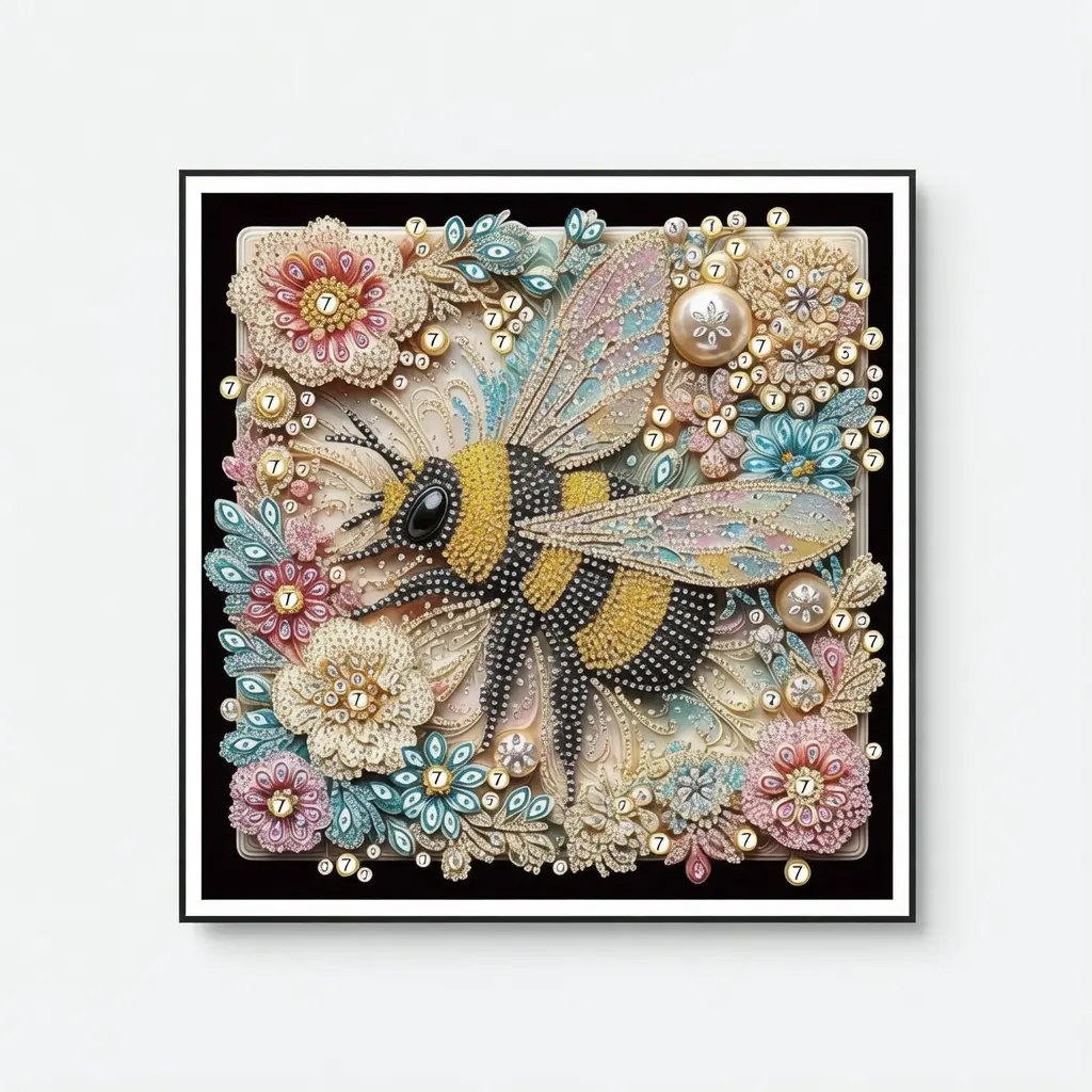 5D Flower Bee Diamond Painting Kit for Adults & Beginners | Special Shape Crystal Rhinestone DIY Diamond Art | Full Drill Home Wall Decor Gift | 12 x 12 Inch
