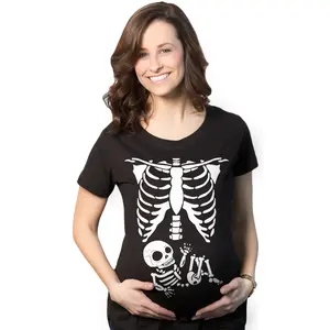 Maternity Skeleton Baby T Shirt Funny Cute Pregnancy Halloween Tee Announcement Funny Graphic Maternity Tee Cute Pregnancy Tees With Plus Sizes Pregnant Halloween Maternity Wear Maternity Shirts