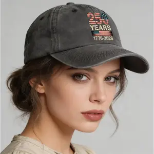 250th Anniversary USA 1776-2026 Vintage Washed Baseball Cap, American Flag Patriotic Dad Hat for Men & Women