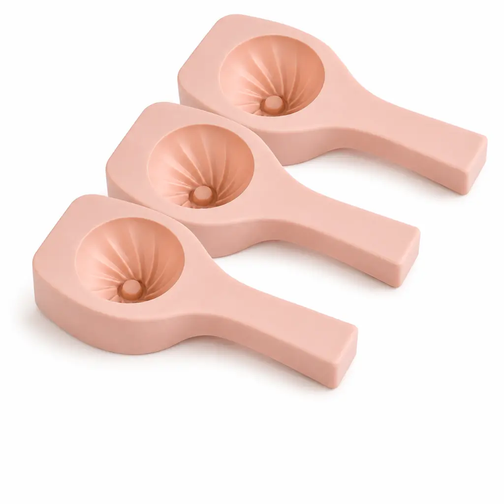 3-Pack Silicone Bao Moulds - 17.7cm Radial Pleat Cavity Dumpling Makers, Pink, Extended Grip, 1-Piece Form for Filled Dough Prep, Batch Cooking, Home Kitchen Use Utensils sohochic