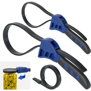 Upgraded Adjustable Rubber Strap Wrench Set, 2pcs - Max Diameter 4" and 6", Reinforced Rubber Belt, Jar Opener