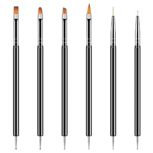 6PCS Nail Art Brushes & Dotting Tools Set Double-Ended Nail Dotting Pens, Fine Detail Liner Brushes for Gel Polish, Nail Design, Drawing, DIY Manicure Kit