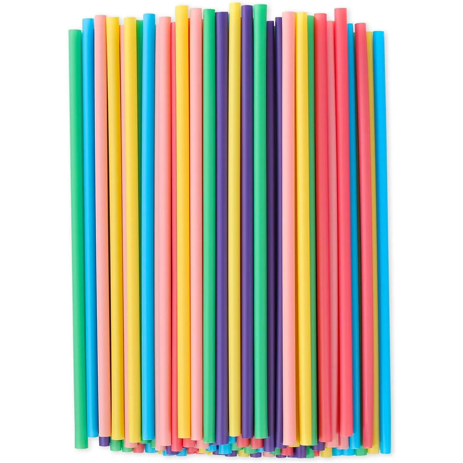 [300 Pcs] Durable Compostable Disposable Colorful PLA-Based Drinking Straws - 8.25" long, 0.23'' diameter, Sustainable Resource, Elegant Look for Office, Restaurant Use, Ideal for Environmentalists