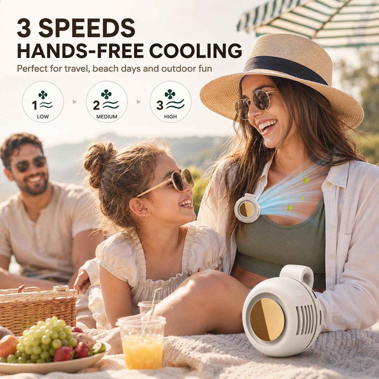 Mini Bladeless Portable Fan, Rechargeable 3-Speed Waist Clip Fan with Quiet Turbo Airflow, Handheld Personal Fan & Phone Cooling Fan for Travel, Outdoor, Camping, Work & Gifts for Dad