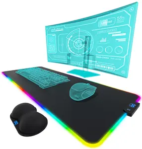 Everlasting Comfort Gaming Mouse Pad - Large Oversized Mouse Pad with Wrist Support, 14 Color Modes, Waterproof Gaming Accessories (Black)