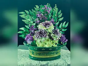 Lavender Fields Artificial Flower Centerpiece: Dahlia, Roses & Hydrangea