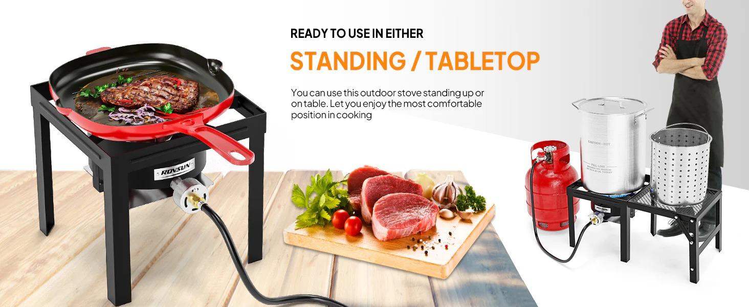 [FLASH SALE] ROVSUN 1-Burner 100000 BTU Camping Propane Stove with Foldable Side Shelf