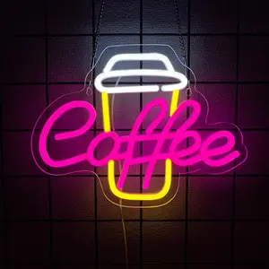 Coffee Neon Sign for Wall Decor Bright  Neon Light for Business Sign Coffe  Lights for Coffee Store Cafe Shop Bars Restaurant Hotels Salons Clubs Coffees Lovers