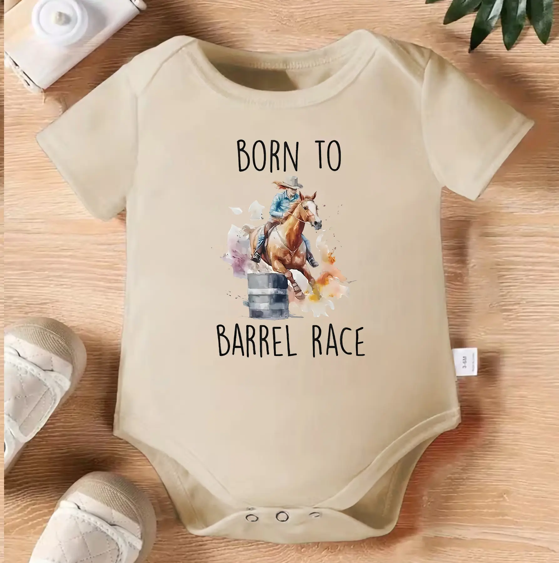 Born To Barrel Race Baby Bodysuit, Western Cowgirl Infant Onesie, Rodeo Horse Racing Baby Romper, Country Newborn Outfit, Baby Shower Gift