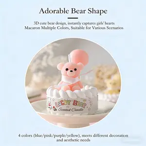 Lucky Bear Aromatherapy Candle, Cute Bear Design, Macaron Colors, Long-Lasting Gentle Scent, Perfect for Birthday Gifts, Party Decor, Home Fragrance