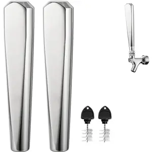 2 PCS 304 Stainless Steel Beer Faucet Handles Standard 3/8" Thread American Draft Keg Tap Handle for Kegerator Tower Bar
