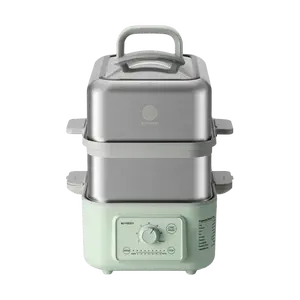 BUYDEEM G5247 9.46L Double Layer Electric Steamer, Shallow Green, Smart Timer, Fast Steam, Healthy Cooking