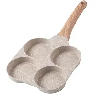 4-Cup Nonstick Egg Pan, Egg Frying Pan for Gas Stove and Induction Cooker (White, 4-Cup 7.3 inch)