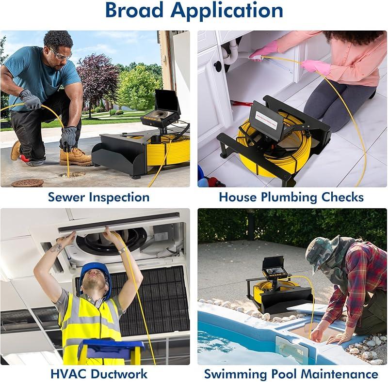 Sewer Camera, 66ft/20M 4.3" Pipe Drain Inspection Camera with DVR Function & Snake Cable, Waterproof IP68 Borescope w/LED Lights, Industrial Endoscope for Home Wall Duct Drain Pipe Plumbing