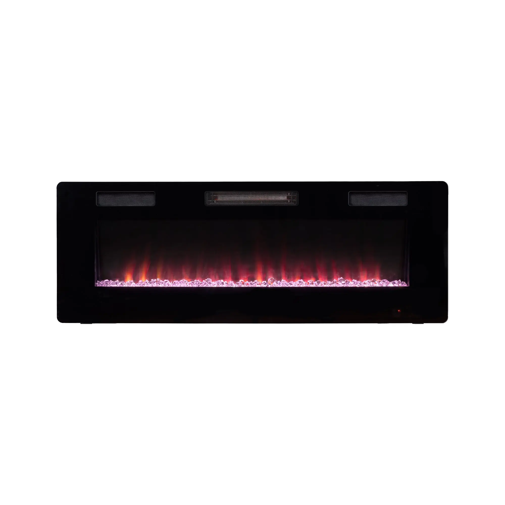 R.W.FLAME Wall-Mount/Recessed Electric Fireplace with 12 Flame Colors & 12 LED Bed Options 750W/1500W Heat Modes Adjustable Speed Brightness Timer Sleep Mode Overheat Protection