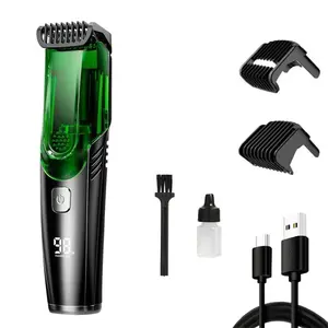 Beard Trimmer for Men, Vacuum Beard Shaver, Built-in Vacuum Trimmer for Mustache, Sideburns, Facial Hair, Waterproof Rechargeable Electric Beard Cutting Kit with Adjustable Length Comb, Fathers Day Gift