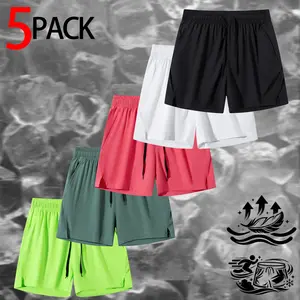 5 Pack Men's Performance Running Shorts Quick Dry Lightweight Athletic Gym Training Workout Shorts with Pockets Elastic Waist Breathable Sports Shorts for Jogging Bodybuilding Fitness Hiking Casual Summer Activewear Outerwear Gear