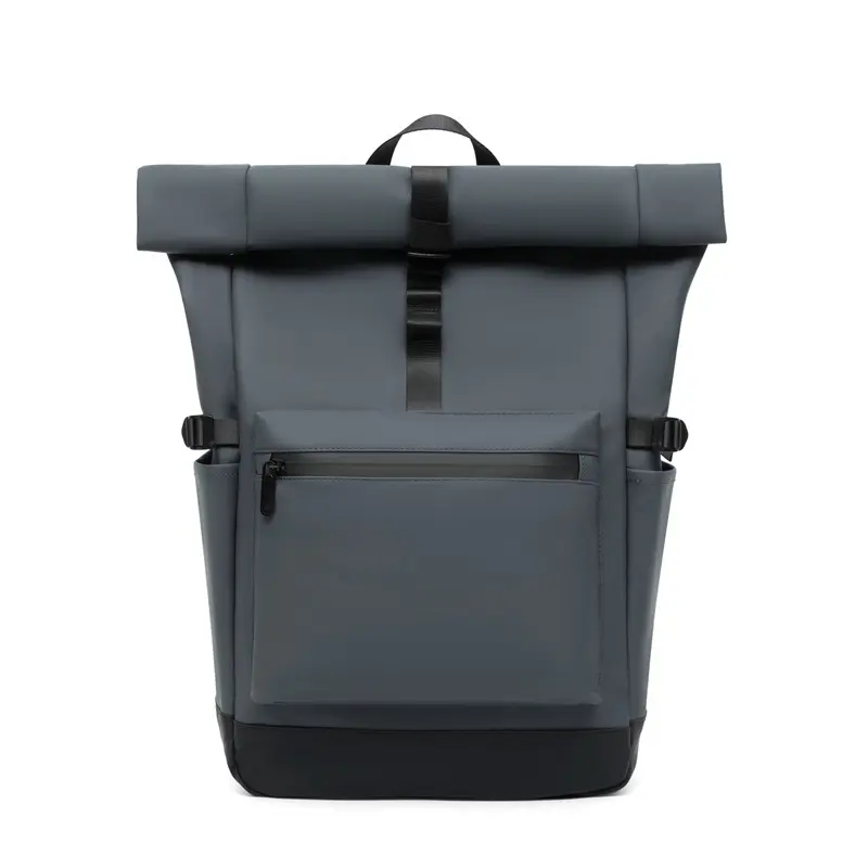 Roll Top Backpack, Casual Rolltop Rucksack with Front Zipper Pocket, Adjustable Strap Travel Laptop Backpack for School Commute Daily Trip