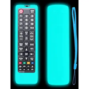 Glow Case with Strap for   TV Remote -  Cover for  TV BN59-01301A BN59-01315A BN59-01199F Remote Control Replacement  Sleeve Glow in The Dark - Blue