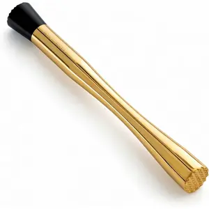 10 Inch Gold Cocktail Muddler, Stainless Steel Mojito Muddler with Textured Crushing Head, Dual End Bar Tool with Recipe Guide & Gift Box for Cocktails