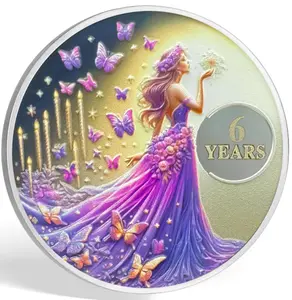 1-10 Year Value Valor Vow 6 Year Sobriety Coin Gift for Women – Purple Butterfly Fairy AA Medallion with Grace & Dignity – NA AA Chip for Recovery Milestone Narcotics Anonymous Token