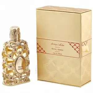 Royal Amber Eau De Parfum 0.25 FI Oz 75ml Mini Splash Fruity Gourmand AmberWoody Vanilla Bergamot Melon Pineapple MuskArabic Perfume for Men & Women