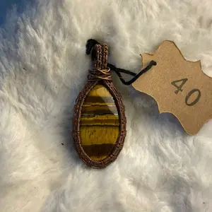 Tigers eye wire wrapped pendant