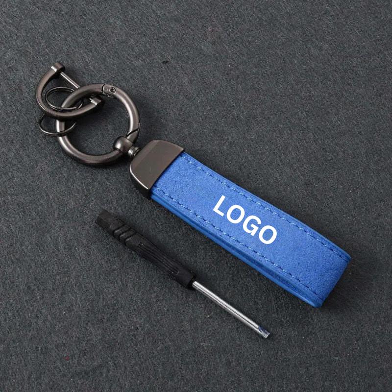 Valentine gift Alcantara Car Keychain with 4 Color Metal Rings & Bag Pendant Perfect for Car Enthusiasts with Multiple Logos