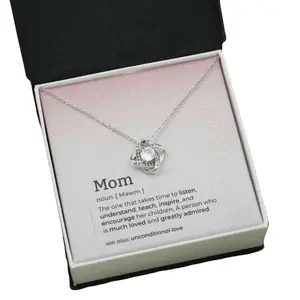 Mom Necklace, Mom Definition Jewelry With Message Card “ Love Knot Necklace For Mom, Beautiful Necklace Gifts for Mom - Perfect Mother's Day Jewelry, Thoughtful & Meaningful Gift for Mother