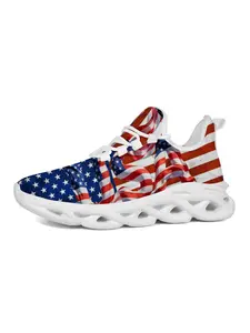 Exclusive Recommendation American Flag Sneakers, Casual, Patriotic Print, Fashionable Design, Thick Sole, Classic Versatile Style