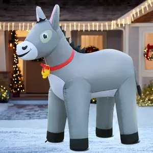 6FT Donkey Inflatables Christmas, Blow up Animals Cute, Decorations Outdoor Yard Built-in LED Lights Big Large Decor Party Farm Lawn Holiday Outside