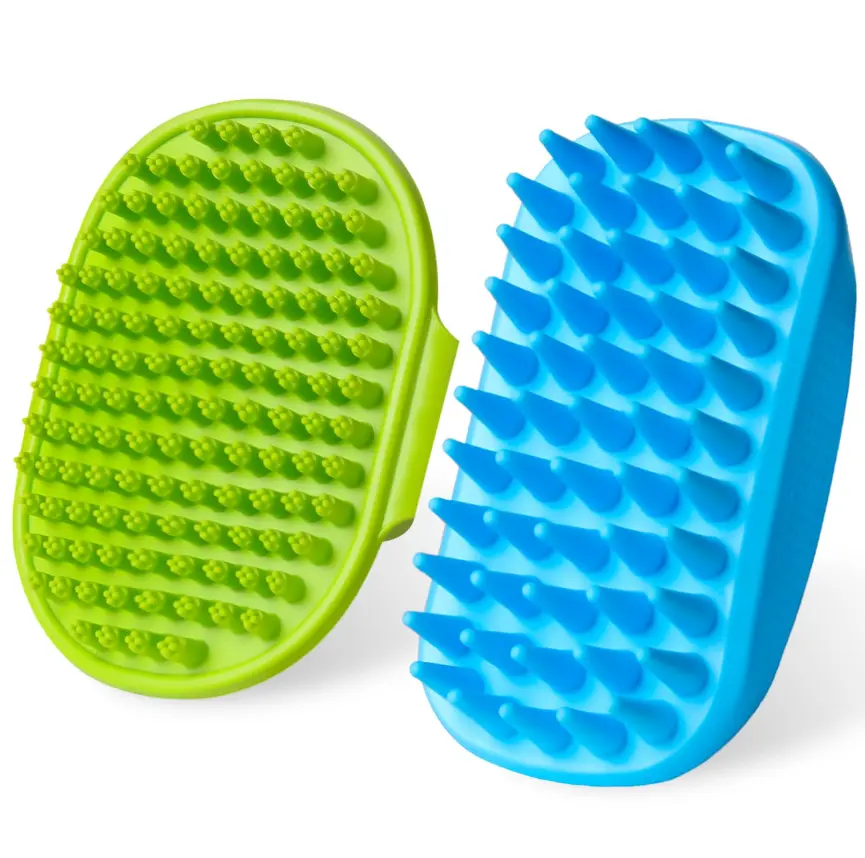 2PCS Dog Bath Brush Set | Adjustable Handle Dog Scrubber for Shampooing, Deshedding & Massaging, Suitable for Pets | Curry Comb & Shampo Brush for Dogs Cats and Horses