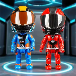 Alloy Motorcycle Rider Action Figure Transformable Race CarDriver Toy with Articulated Joints for Collecting Display and Gift in Blue and Red