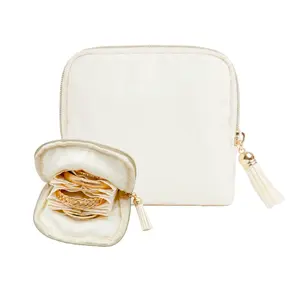 Jewelry Travel Organizer Case 5.5×5.5 inch Small Jewelry Pouch with Zipper Tassel Mini Travel Jewelry Bag for Earrings Rings Necklaces Makeup Accessories Storage TikTokShopBlackFriday