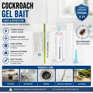 Sulguy Cockroach Gel Bait, German Roach Insect Pest Control, Indoor and Outdoor Use, Roach Killer Gel for American, German and Other Major Cockroach Species,summervibes