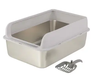 PETMAKER Stainless Steel Large Cat Litter Box with Lid
