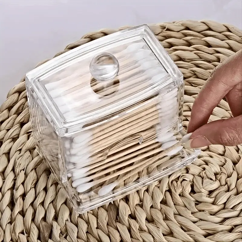 Clear Multifunctional Organizer Caddy - Storage Holder for Cotton Balls, Qtips, Floss & Toiletries, Perfect for Bathroom Counter, Vanity & Travel Camping, Durable Storage Organizer, Dustproof Sturdy Organizer, Portable Storage Organizer