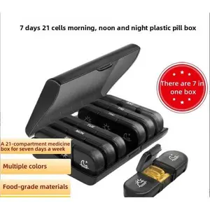 Large 7-Day Pill Organizer 3 Times a Day AM/PM/Evening for Vitamins Fish Oils Supplements Dustproof Storage Transparent Outer Box Colorful Inner Box Healthcare Aid