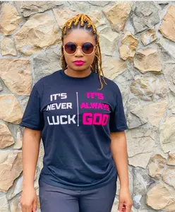 IT'S NEVER LUCK IT'S ALWAYS GOD T-shirt Tshirt Casual Crewneck Shortsleeve Womenswear Streetwear Top Streetwear Summer Comfort