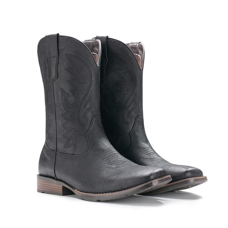 Cowboy Boots For Men with Wide Square Toe Western Retro Boot Durable Classic Fashionable Embroidered Pull On Slip Resistant Boots