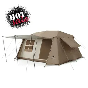 Naturehike Large Family Camping Tent with Front Awning & 60s Quick Setup, Waterproof, 4-8 Person, TwoRoom Design, Built-in Lights, Large Storage Space