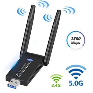 WiFi Adapter for Desktop PC AC1300Mbps USB 3.0 Network Dongle Wireless Adapter Dongle with High Gain Dual Antennas 2.4GHz/5GHz Dual Band WiFi Usb Computer Network Adapters Compatible Windows11/10/7/VISTA/Linux/MacOS